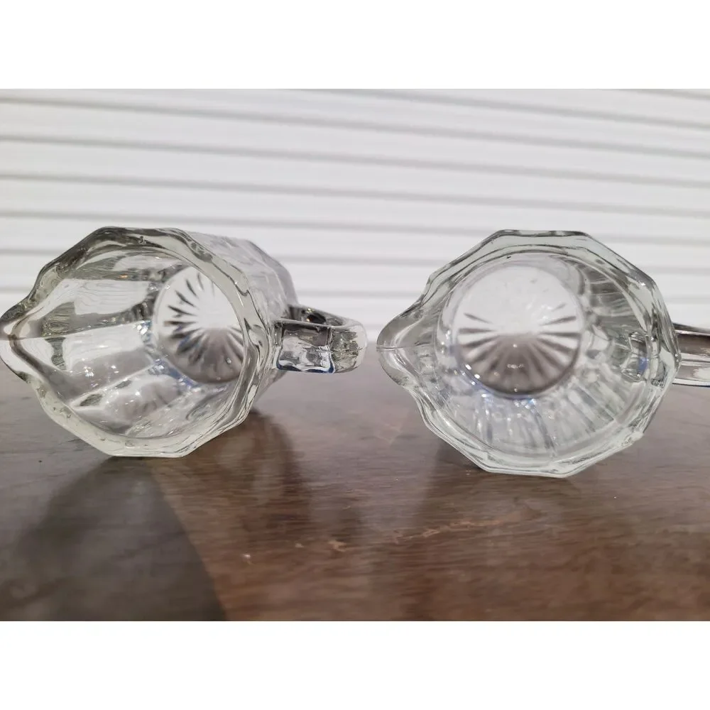 Vintage Clear Pressed Glass Mini Creamer Pitchers - Set of 2 Individual Restaura